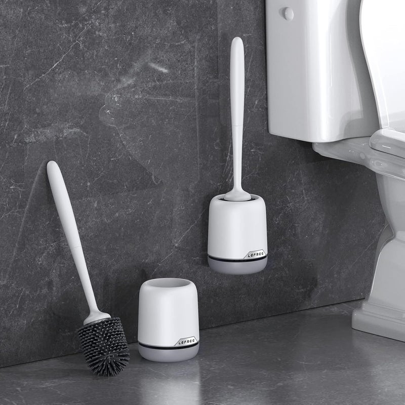 Lefree 2 Pack Silicone Toilet Bowl Brush and Holder Set with Ventilated Holder, Floor Standing & Wall Mounted Toilet Scrubber - Image 2